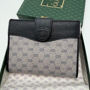 Gucci Black and Gray GG Canvas Snap Wallet